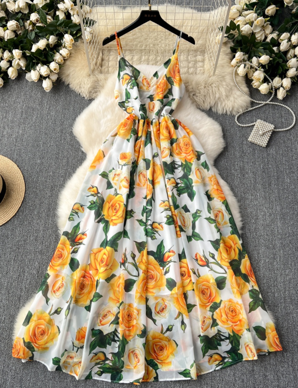 France style long dress printing dress for women