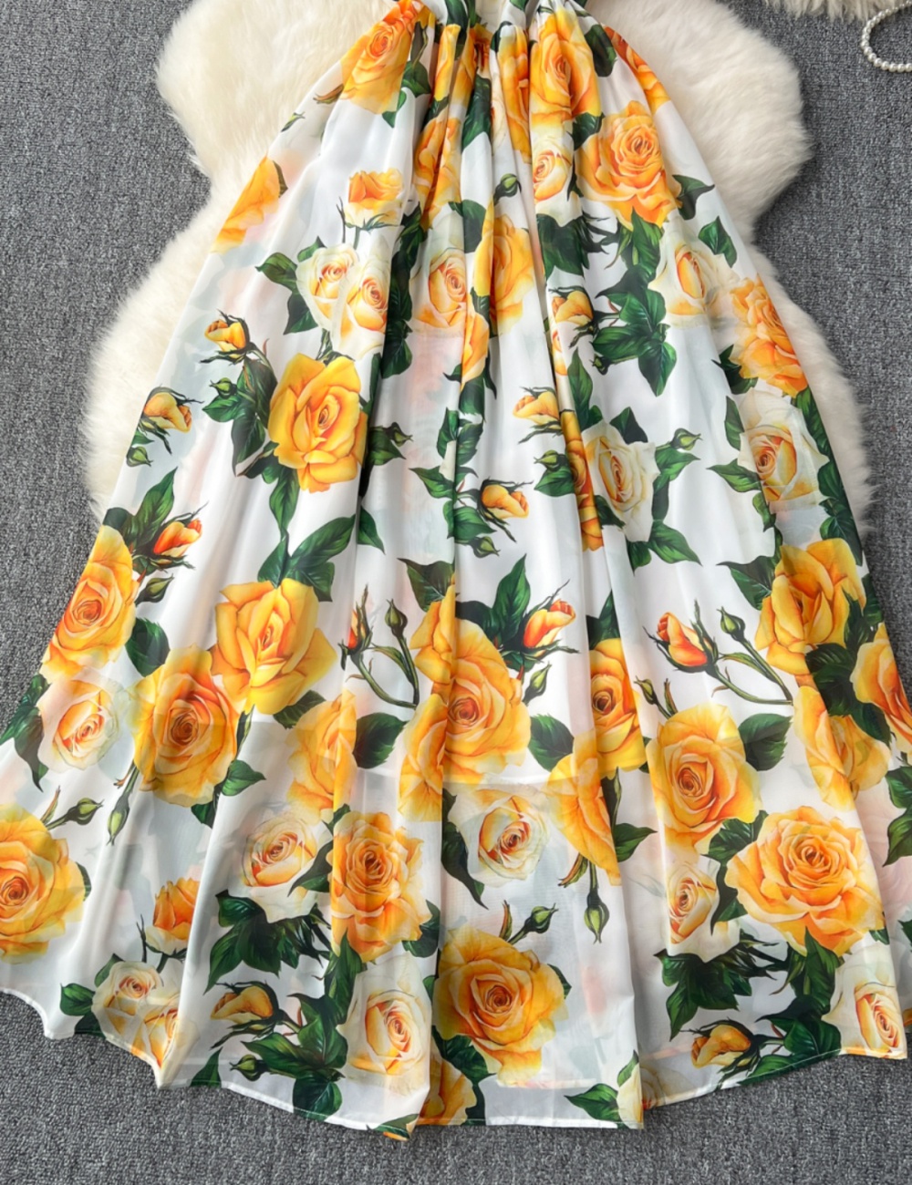 France style long dress printing dress for women