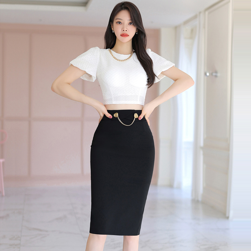 Summer package hip skirt slim short tops 2pcs set