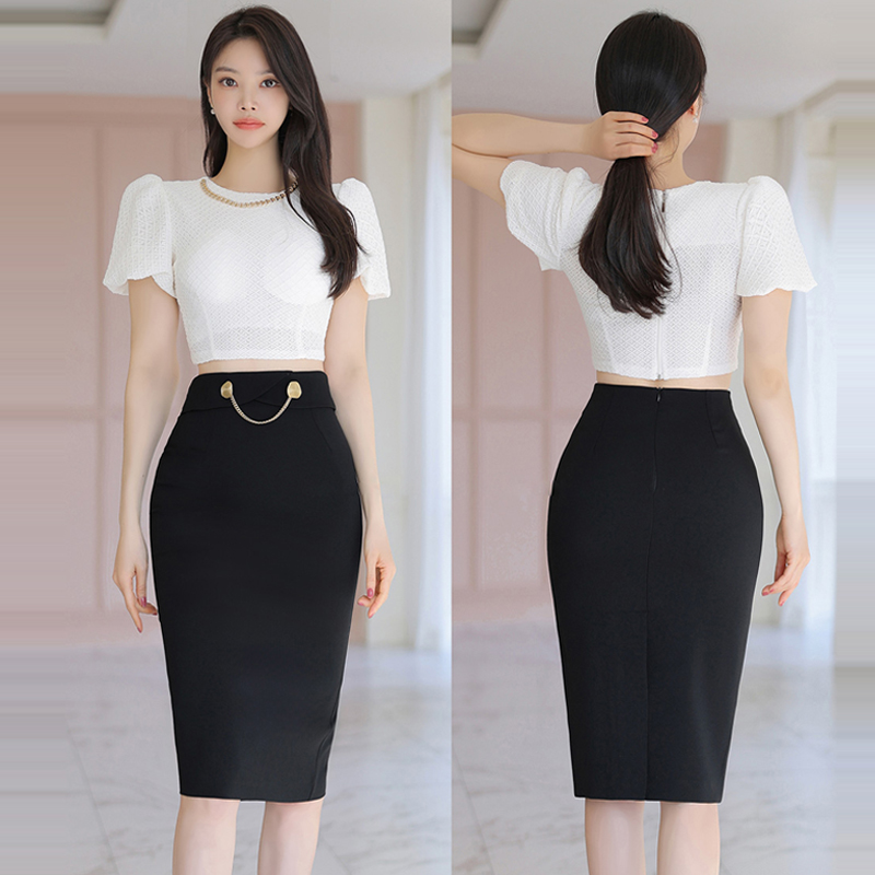 Summer package hip skirt slim short tops 2pcs set