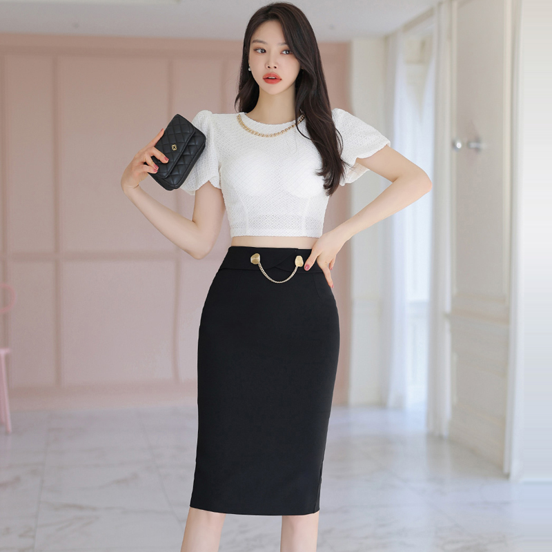 Summer package hip skirt slim short tops 2pcs set