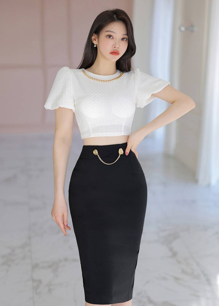 Summer package hip skirt slim short tops 2pcs set