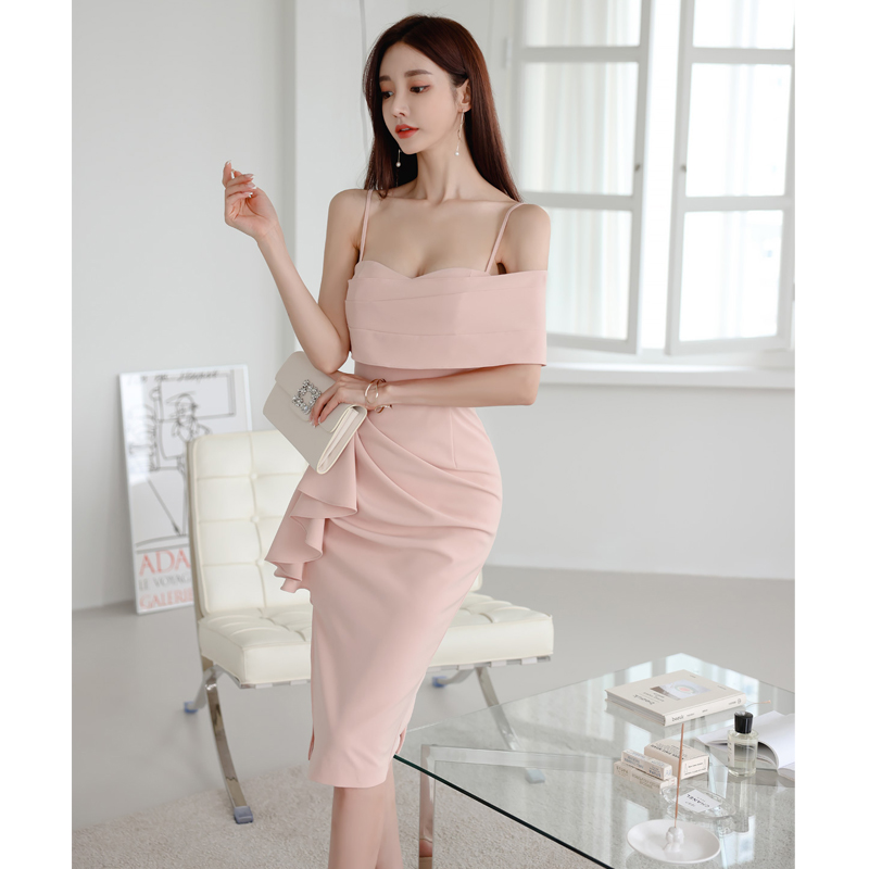 Temperament fashion Korean style slim sling sexy dress