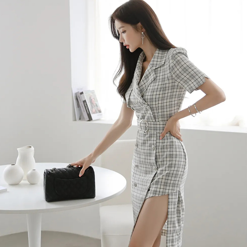 Korean style summer T-back lady V-neck business suit