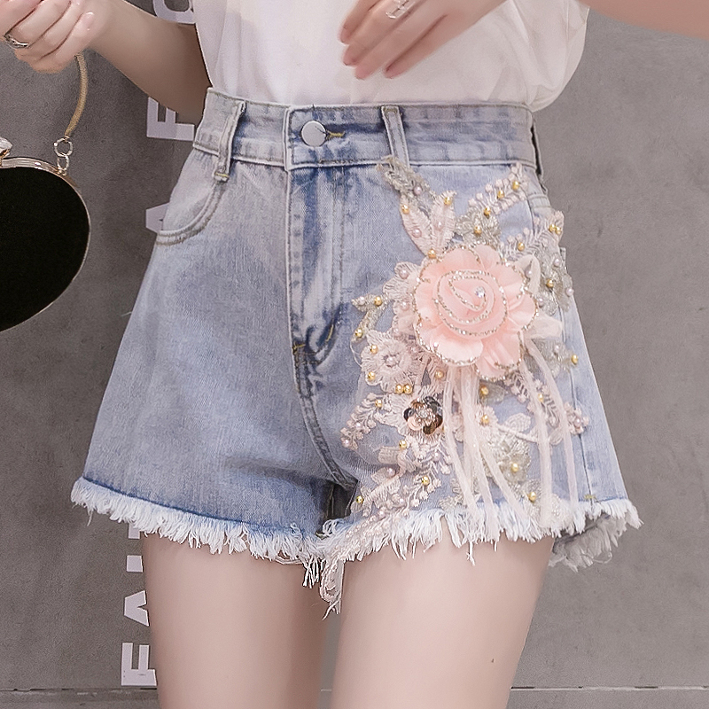 Tassels short short jeans spring and summer holes shorts