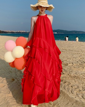 Sandy beach elegant lady cake halter dress