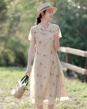 Lady art slim long dress printing summer dress for women