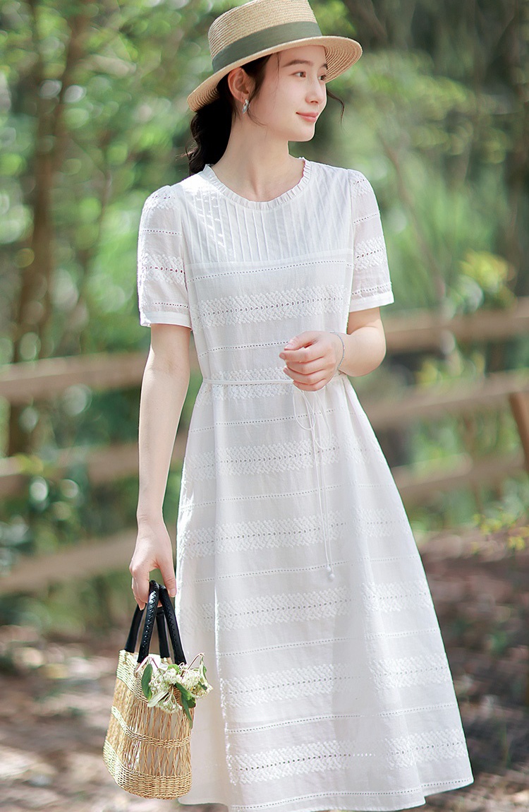 Slim summer white lady elegant dress for women