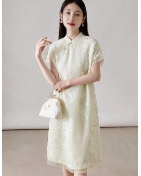 Jacquard silk temperament Chinese style dress
