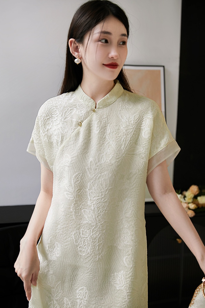 Jacquard silk temperament Chinese style dress