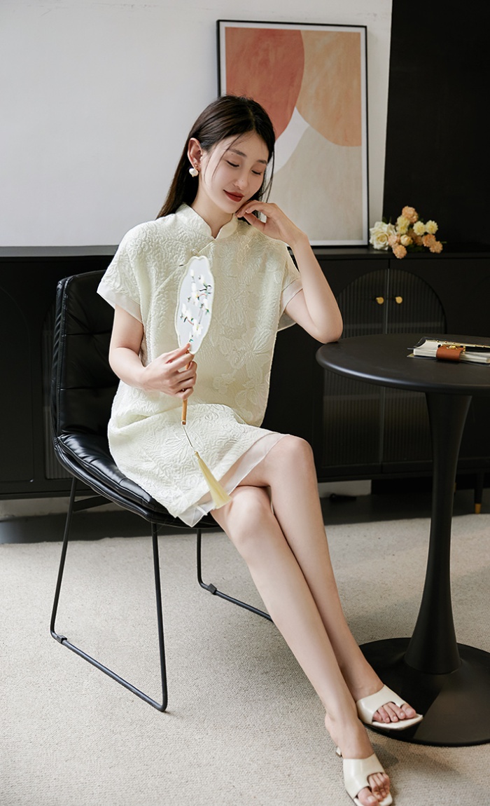 Jacquard silk temperament Chinese style dress