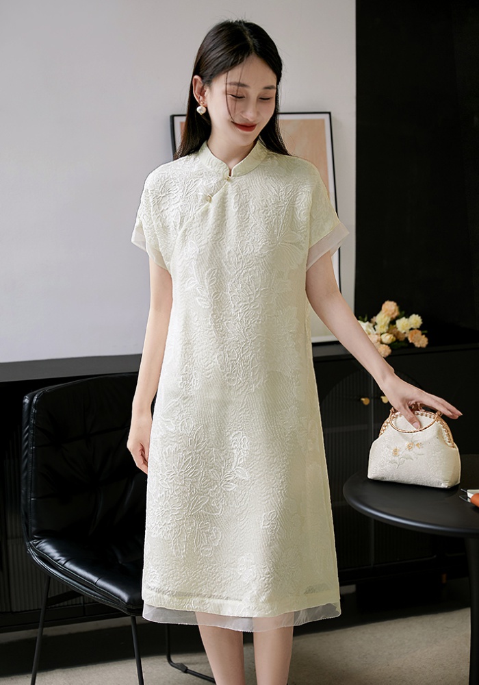 Jacquard silk temperament Chinese style dress