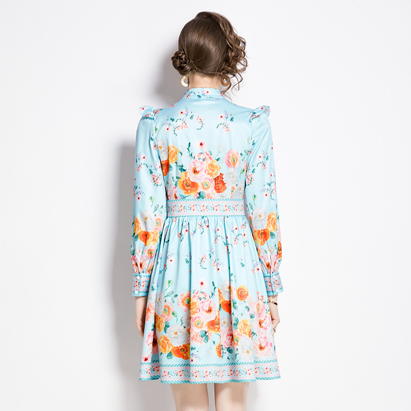 Lantern sleeve short spring and summer retro dress