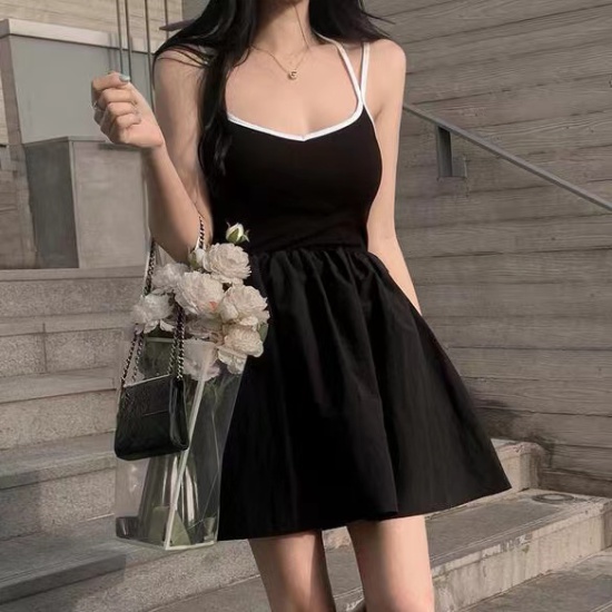 Korean style frenum strap dress small fellow slim dress