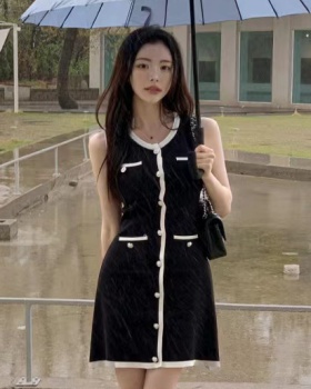 Summer Korean style sleeveless splice mixed colors dress