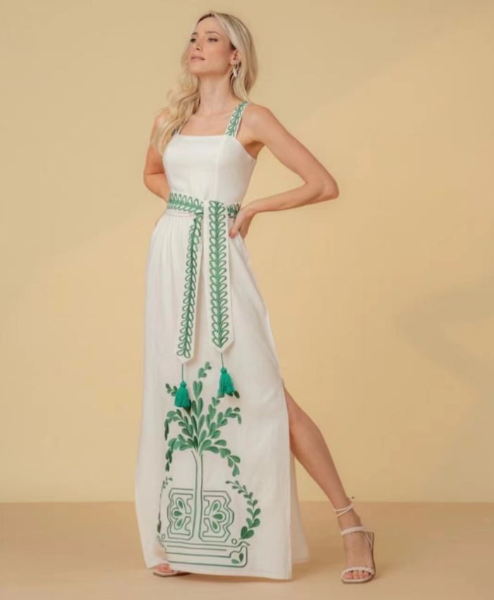 Sling summer split long dress frenum national style dress