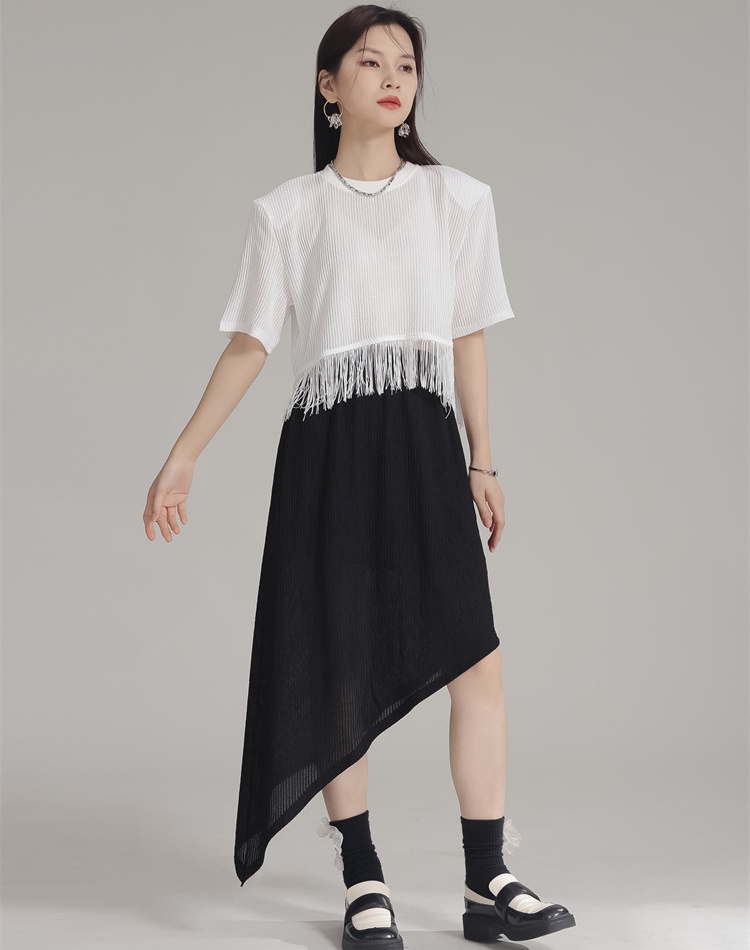 Elastic waist irregular short skirt knitted skirt