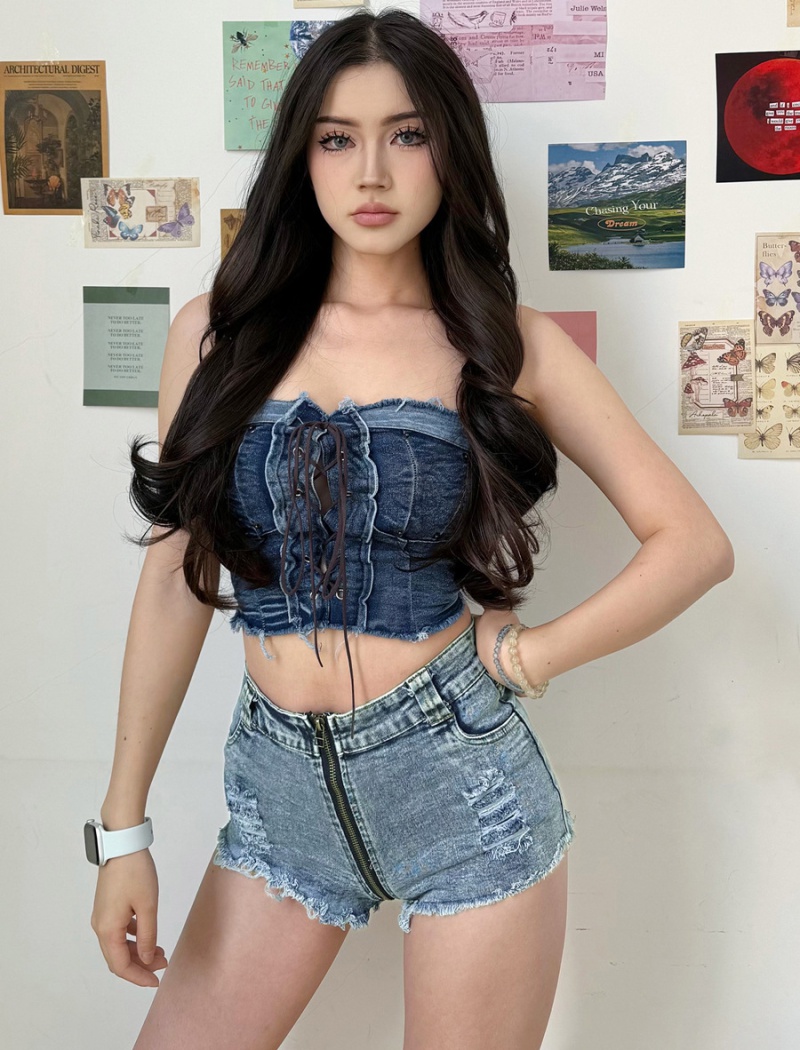 Sexy summer high waist short jeans short holes jeans