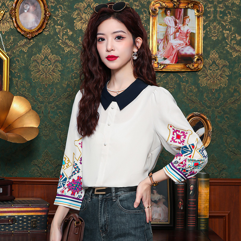 Mixed colors summer tops printing small shirt for women