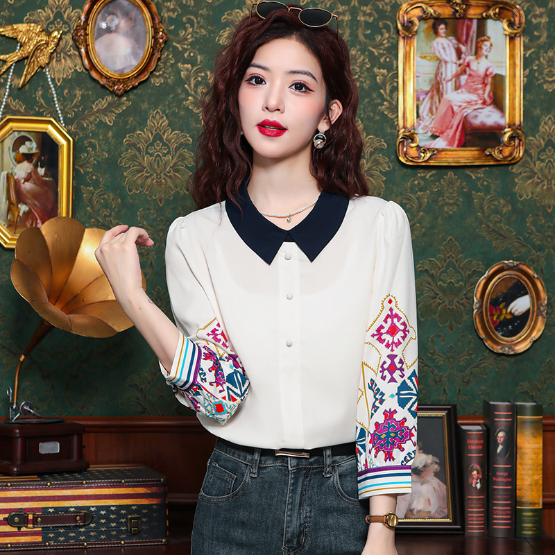 Mixed colors summer tops printing small shirt for women