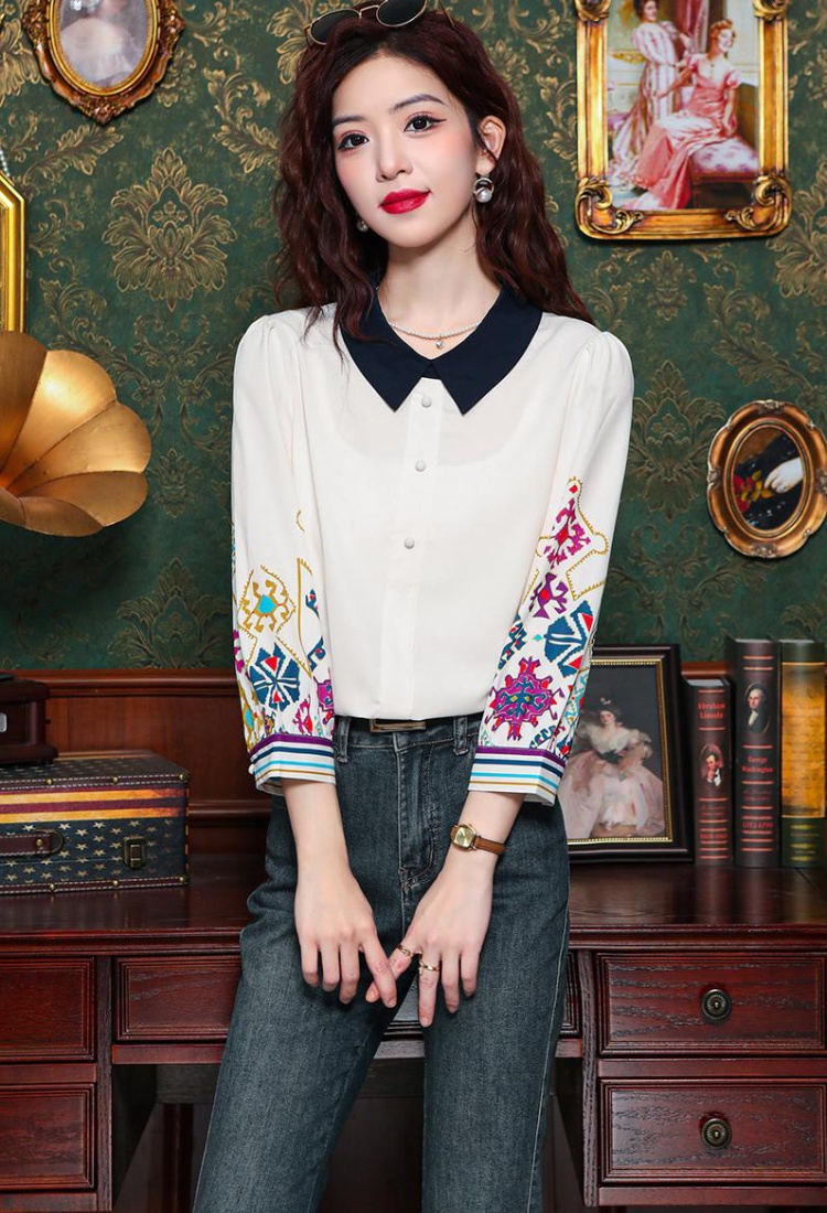 Mixed colors summer tops printing small shirt for women