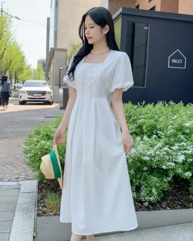 Pinched waist Korean style clavicle summer dress