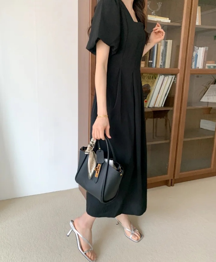 Pinched waist Korean style clavicle summer dress