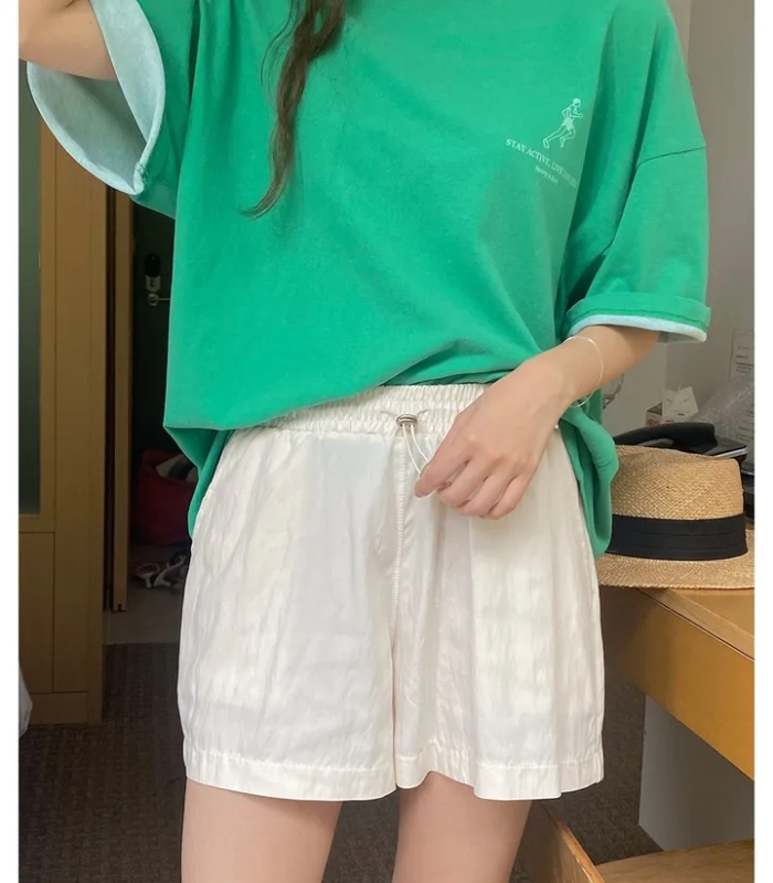 High waist all-match pants drawstring shorts for women