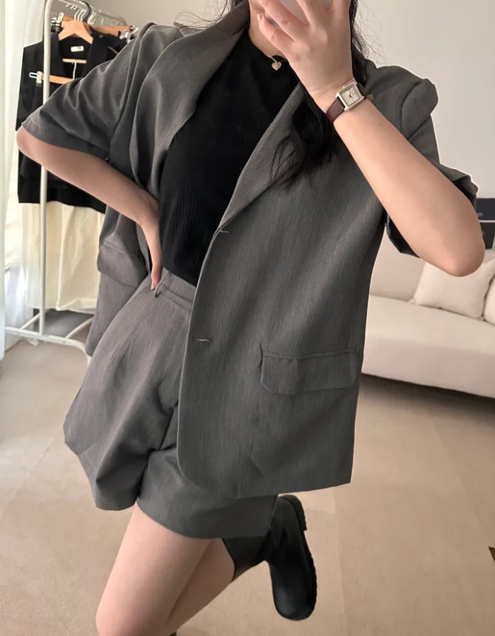 Summer short sleeve shorts Korean style simple coat