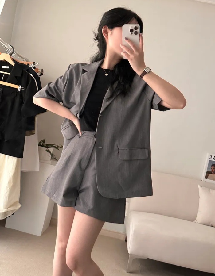 Summer short sleeve shorts Korean style simple coat