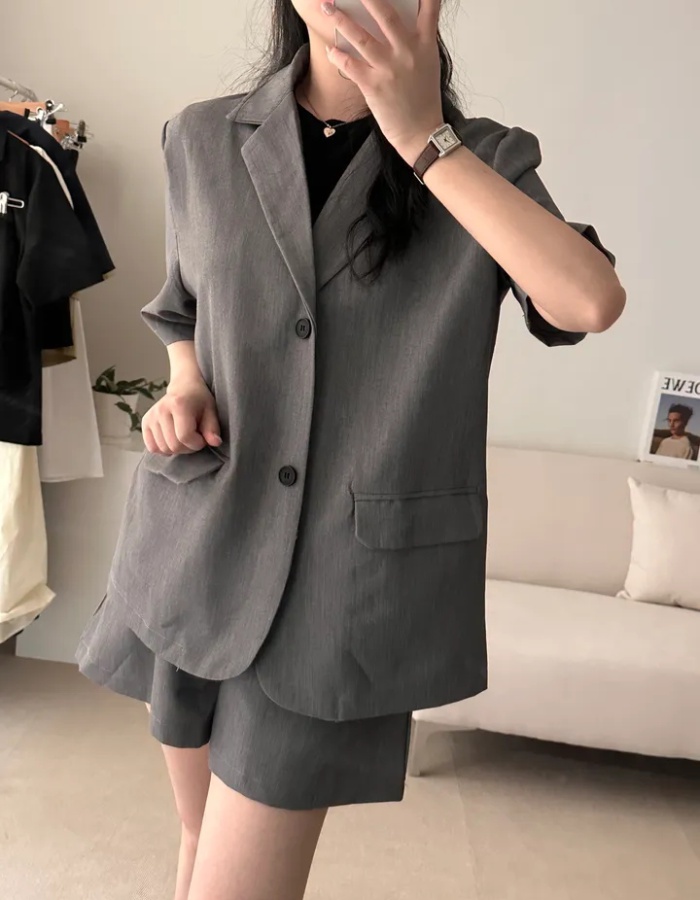 Summer short sleeve shorts Korean style simple coat