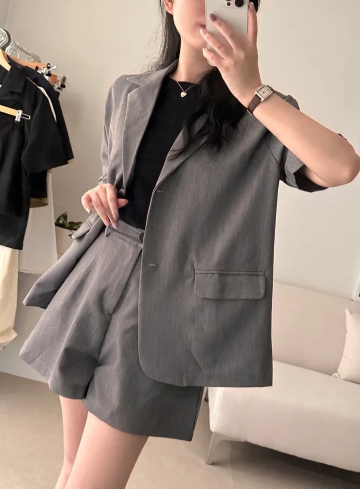 Summer short sleeve shorts Korean style simple coat