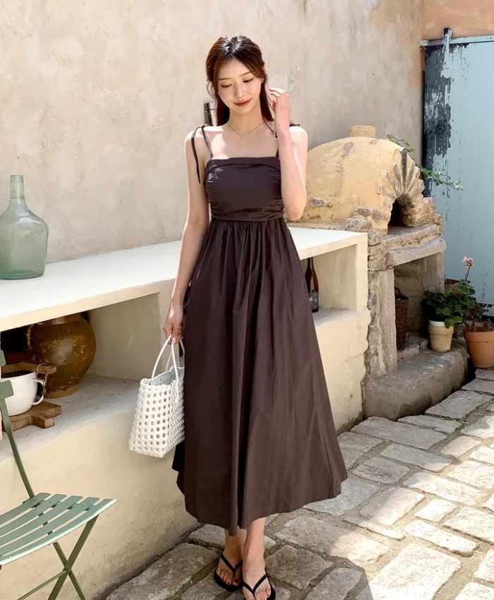 Wrapped chest niche dress summer folds strap dress