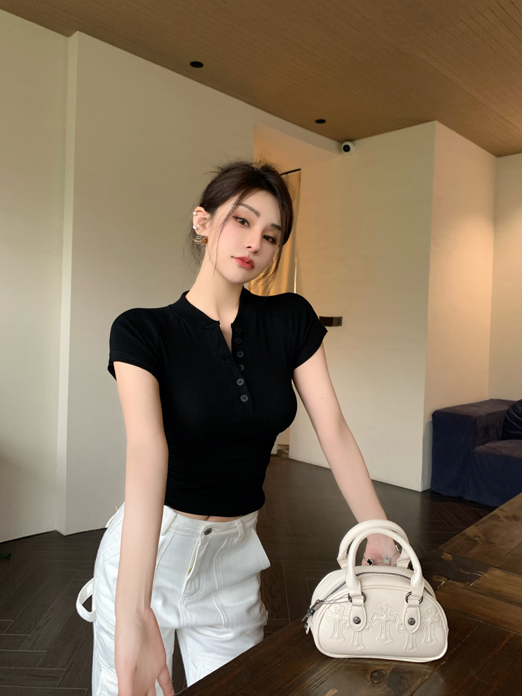 Short sleeve raglan T-shirt Korean style tops for women