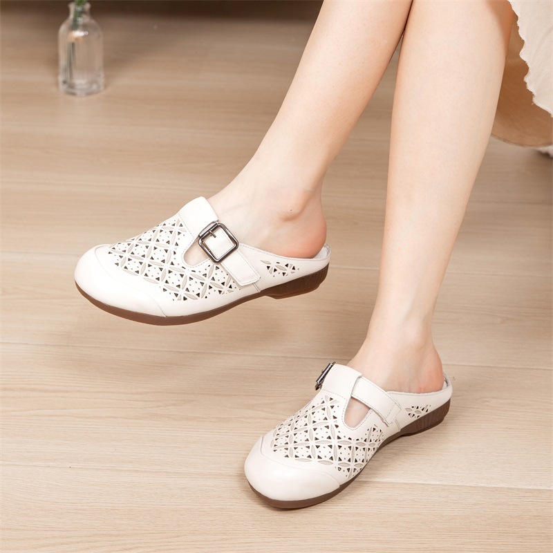 Elderly flat slippers soft soles summer shoes for women