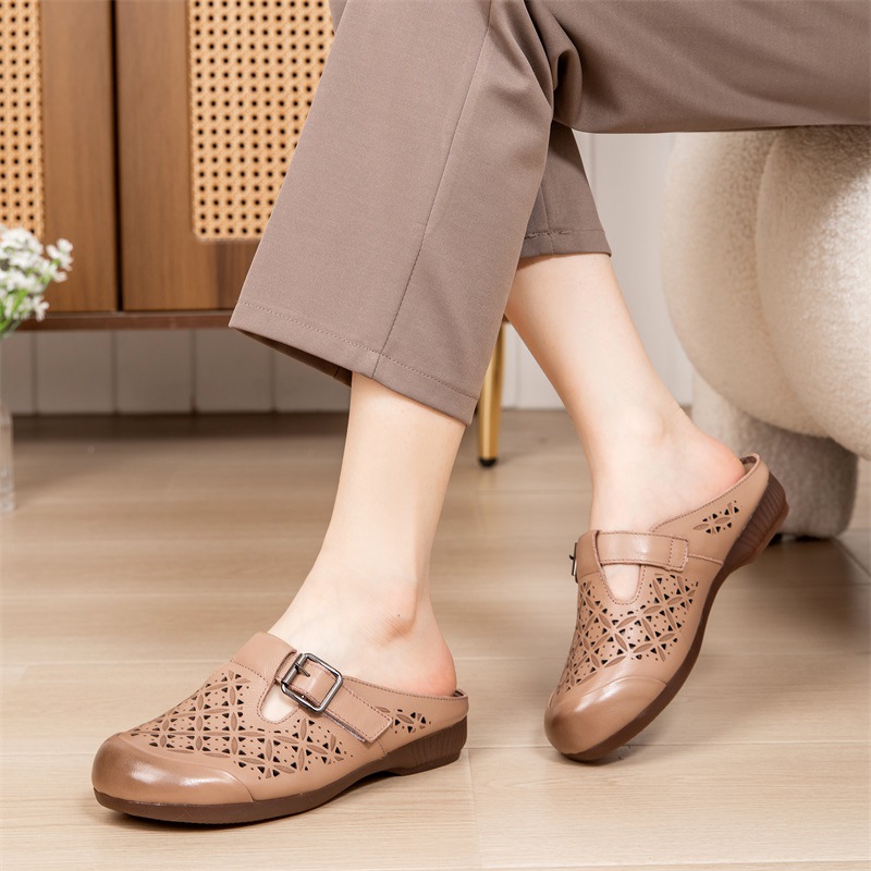 Elderly flat slippers soft soles summer shoes for women