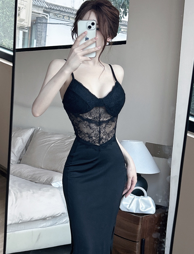 Slim sling long dress sexy retro formal dress