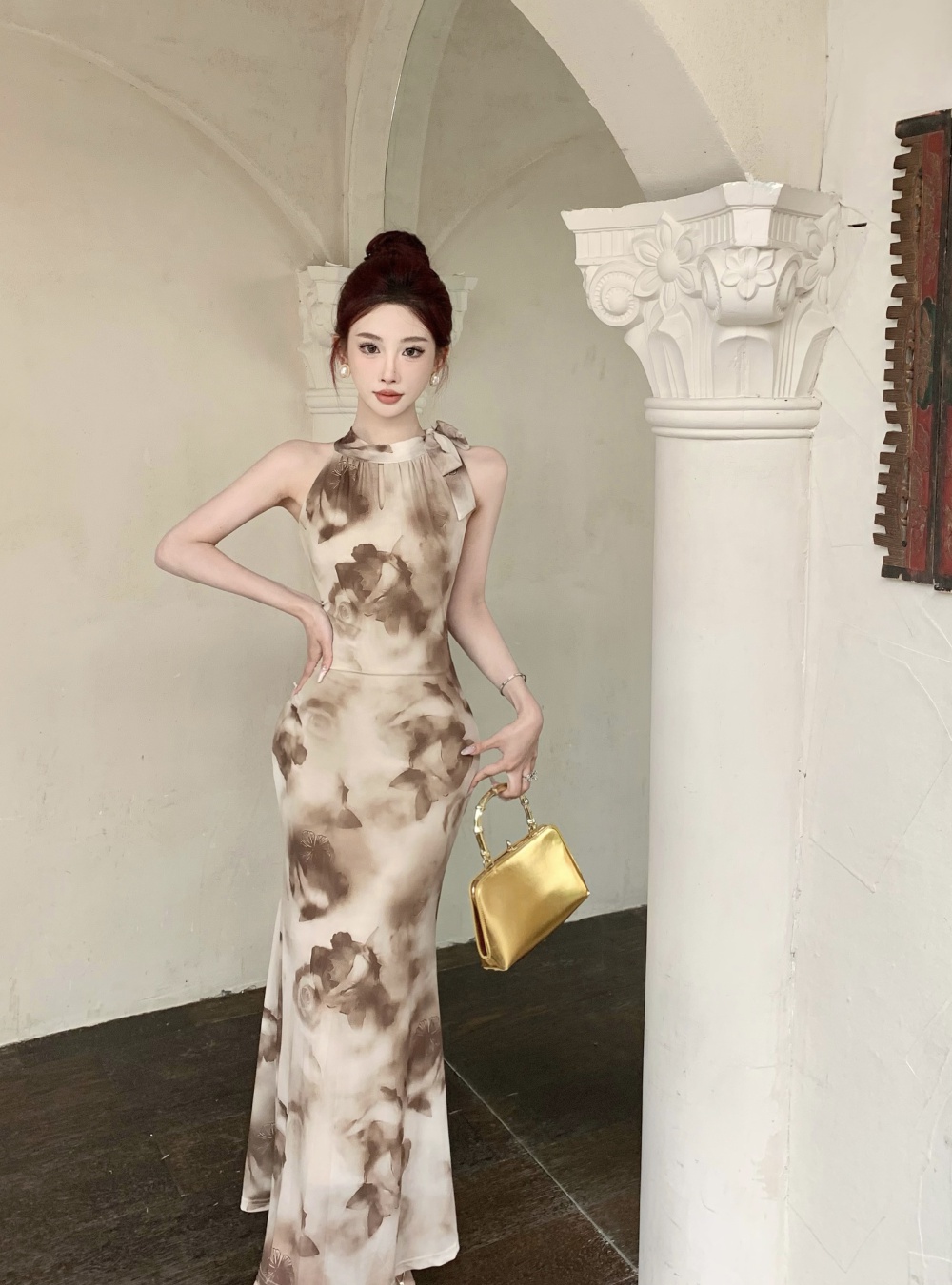 Split package hip liangsi cheongsam sexy tight dress