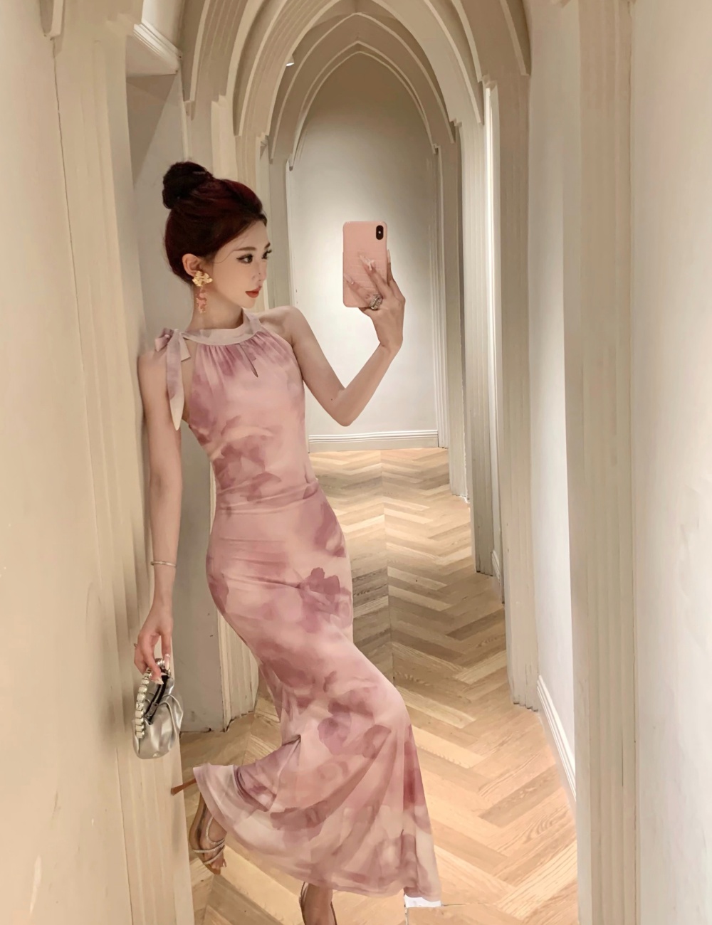 Sling sleeveless Chinese style dress halter slim cheongsam