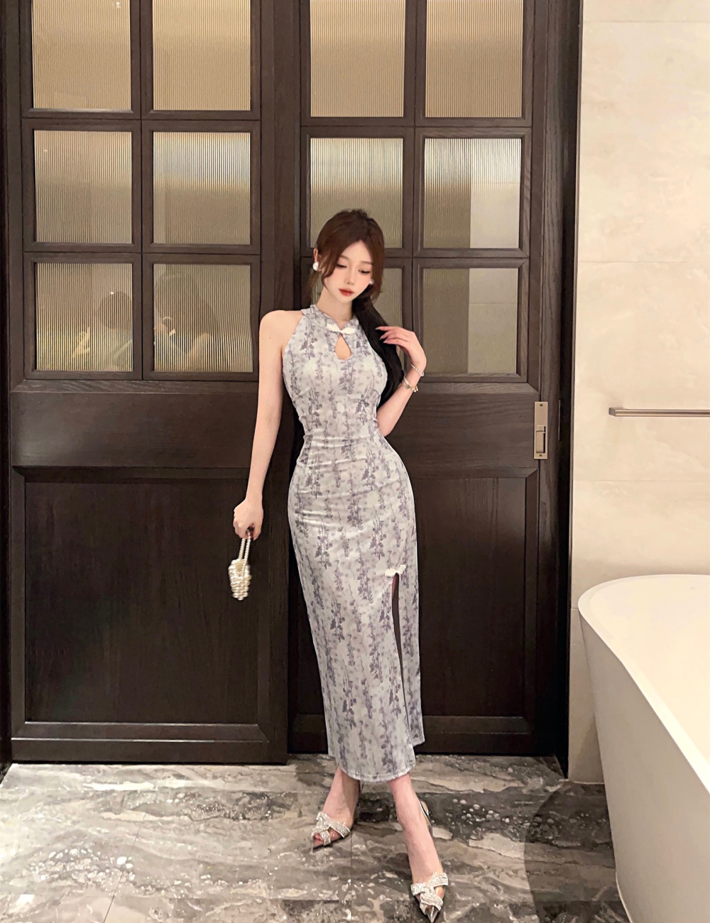 Sleeveless slim dress package hip Chinese style cheongsam for women