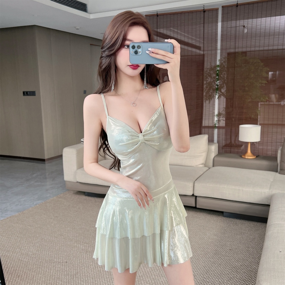 Sling flash sexy low-cut big skirt dress