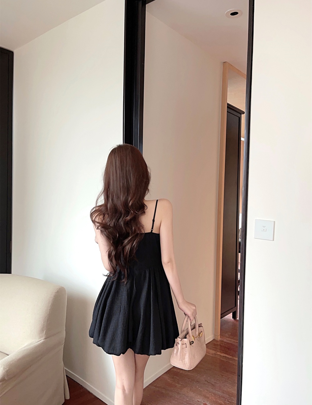 Slim pinched waist strap dress enticement dress