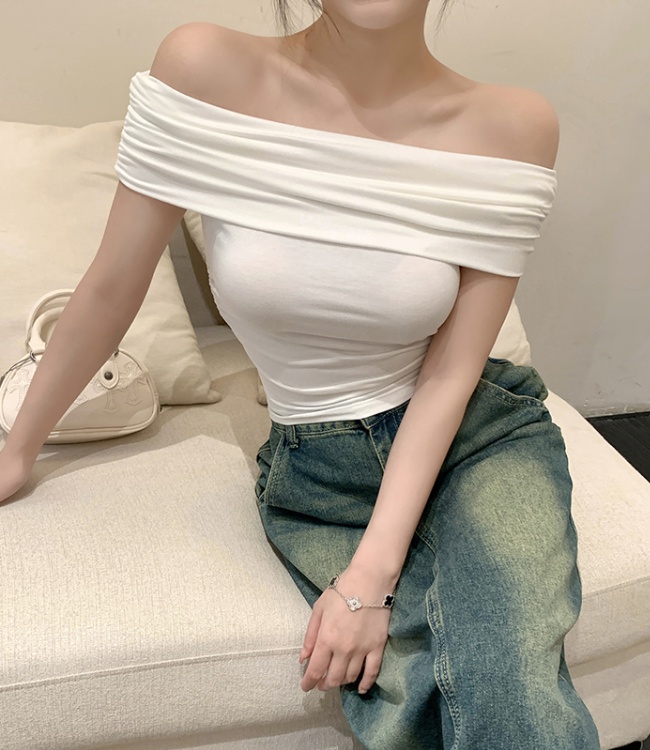 Slim niche flat shoulder T-shirt unique pure spicegirl tops