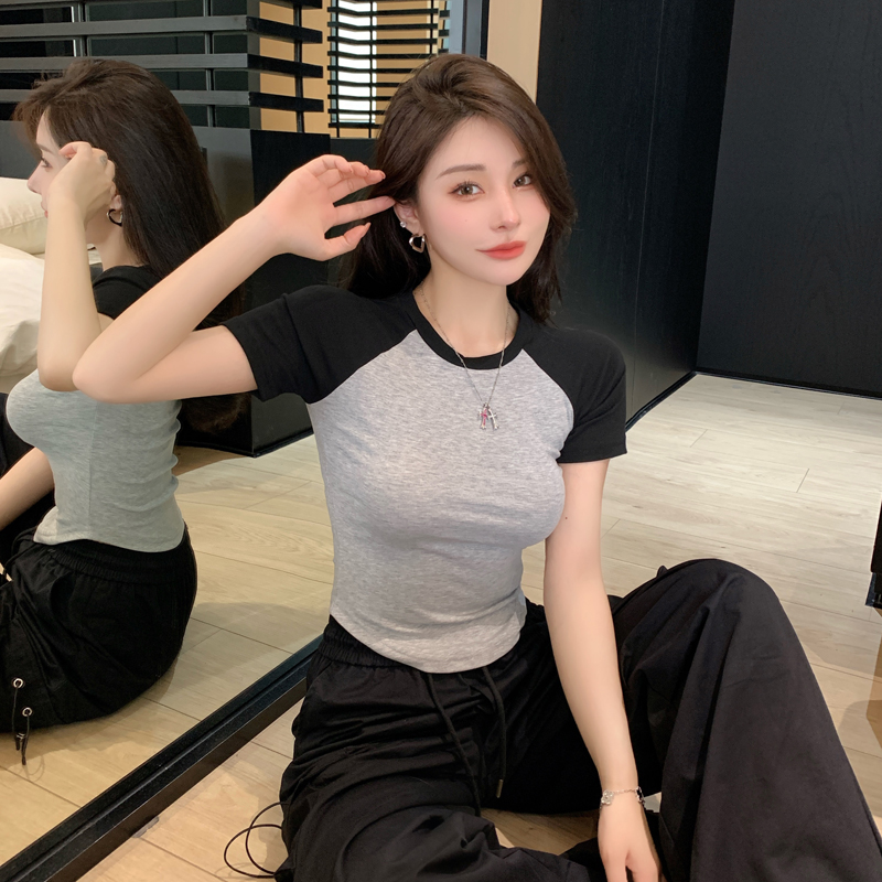 Short sleeve Korean style tops raglan sleeve T-shirt for women