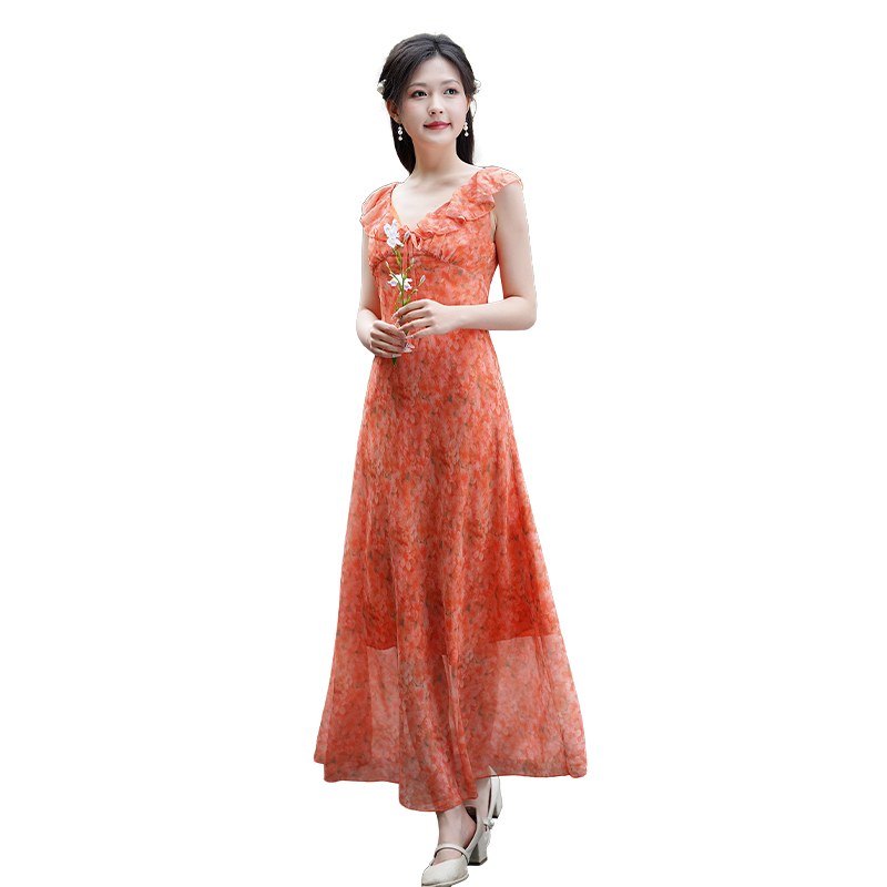 Vacation tender floral France style spring dress for women