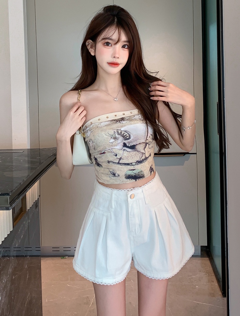 Retro high waist A-line summer Korean style short jeans