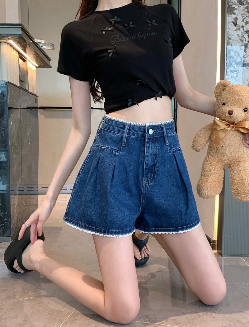 Retro high waist A-line summer Korean style short jeans