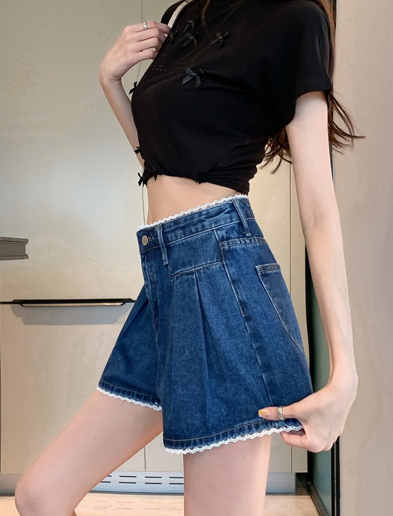 Retro high waist A-line summer Korean style short jeans