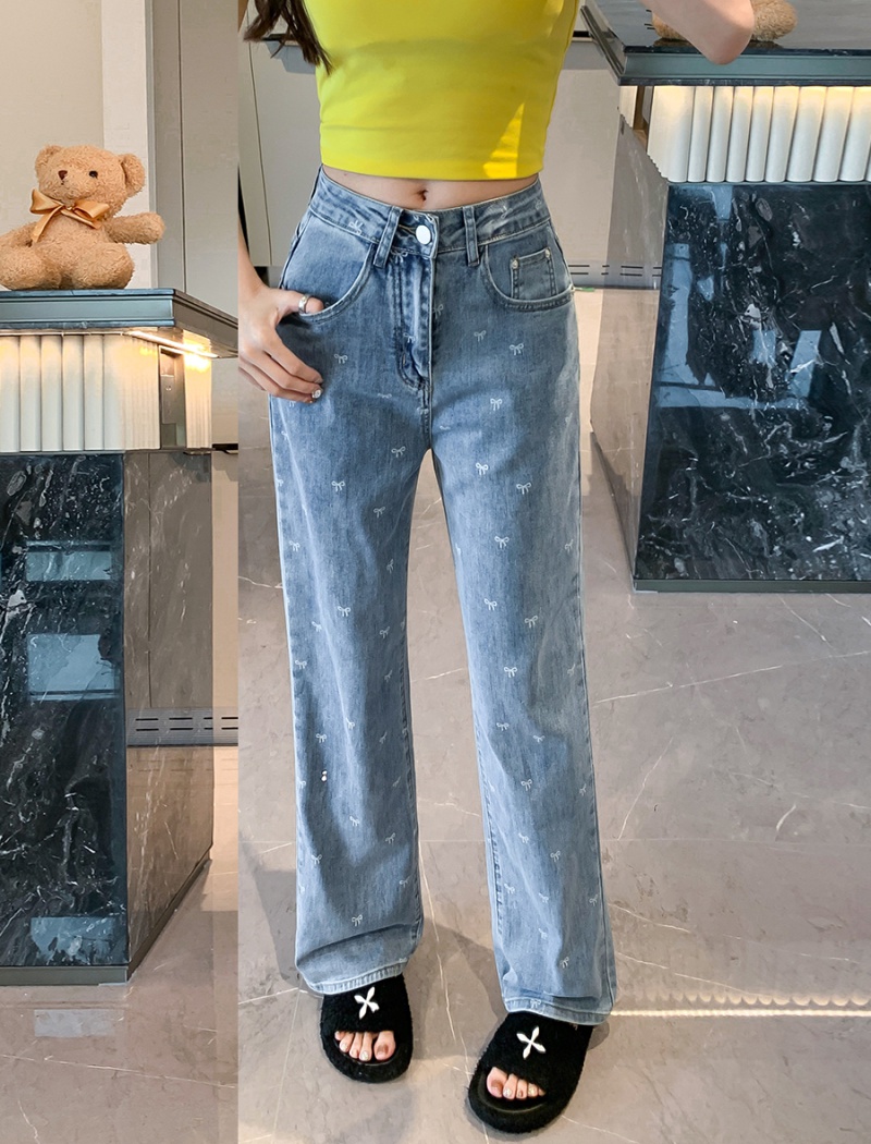 Elasticity summer high waist drape jeans for women