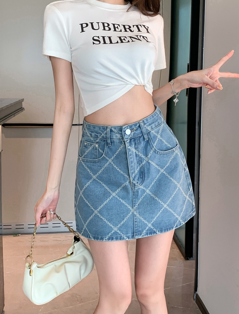 Printing anti emptied skirt diamond short skirt